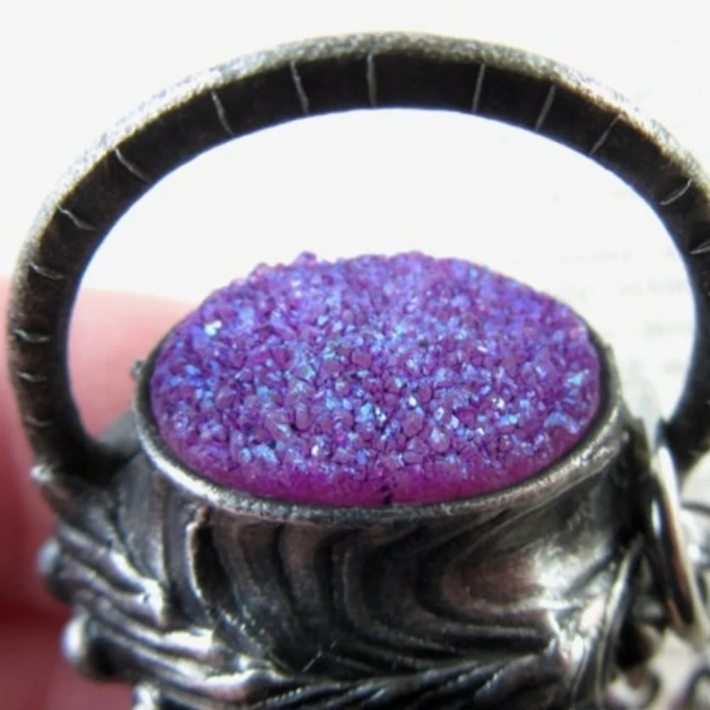 Callisto Druzy Aura Amethyst Necklace - Picture 2 of 3